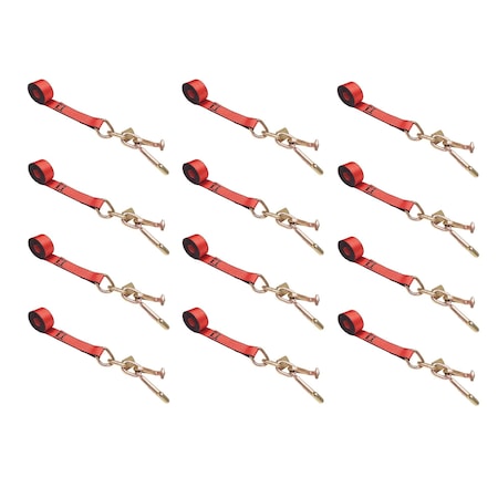 Tie 4 Safe 2" x 10' Tie Down Strap w/ TJ Cluster Hook for Wrecker Tow Truck Auto Hauling, 12PK TWS65-5210-TJ-R-12